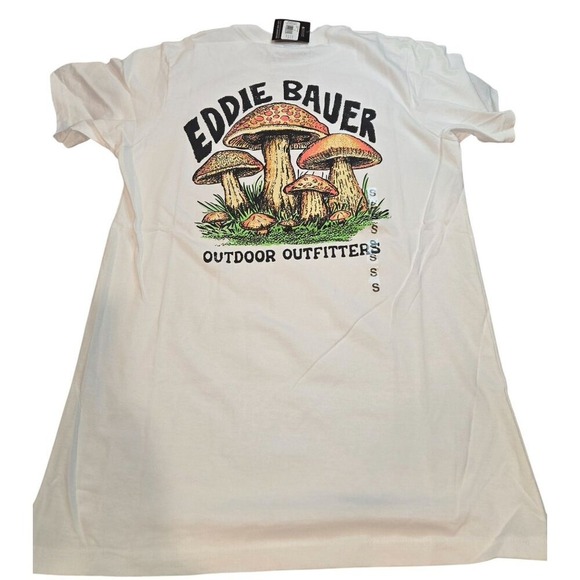 Eddie Bauer‎ Men's Mushroom Graphic T-Shirt White Crew Neck SZ S - Picture 6 of 8